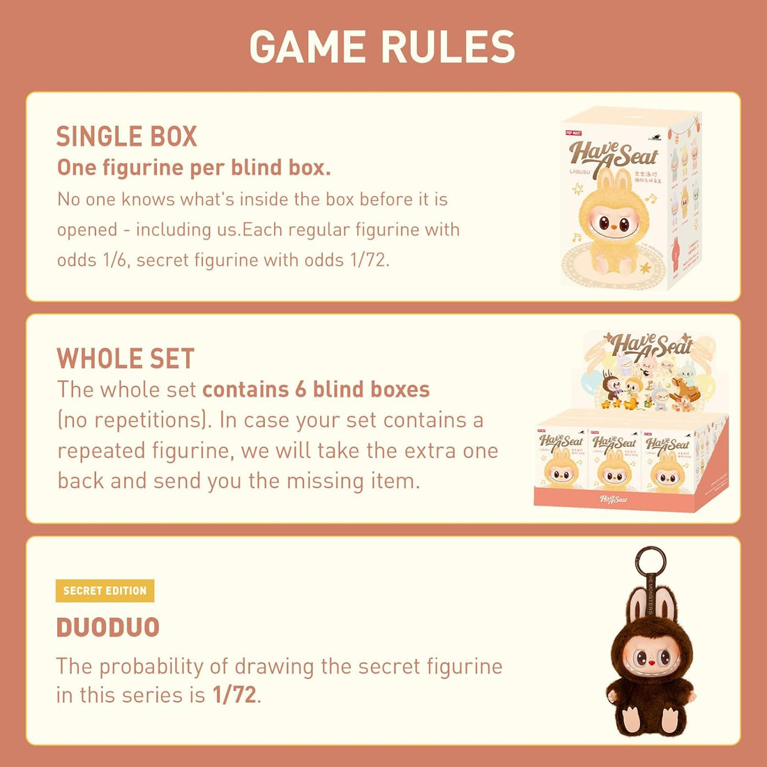 POP MART The Monsters - Have a Seat Vinyl Plush Blind Box, The Monsters Blind Box Figures, Random Design Action Figures Collectible Toys Home Decorations, Holiday Birthday Gifts, Single Box