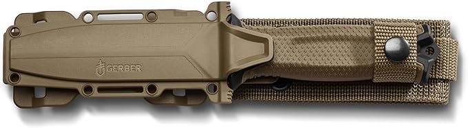 Gerber Gear StrongArm Knife - Fixed Blade - Tactical Knife for Survival Gear - Full Tang, 420HC Steel Blade - Camping Survival Knife - Made in USA - Plain edge, Coyote Brown