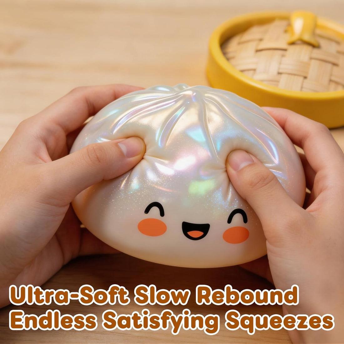 2026 Viral Dumpling Squishy – Sparkly Slow-Rising Stress Ball for Desk & Sensory Play