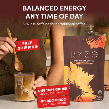 Organic RYZE Mushroom Coffee | One Time Purchase, No Subscription | Free Shipping & Fast Delivery