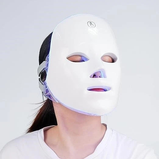 LED Light Therapy Face Mask - 7 Color Red Blue Light for Anti-Aging, Acne, Wrinkles & Skin Rejuvenation