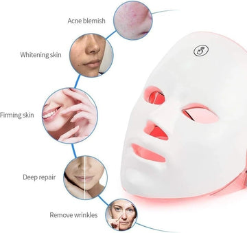 LED Light Therapy Face Mask - 7 Color Red Blue Light for Anti-Aging, Acne, Wrinkles & Skin Rejuvenation
